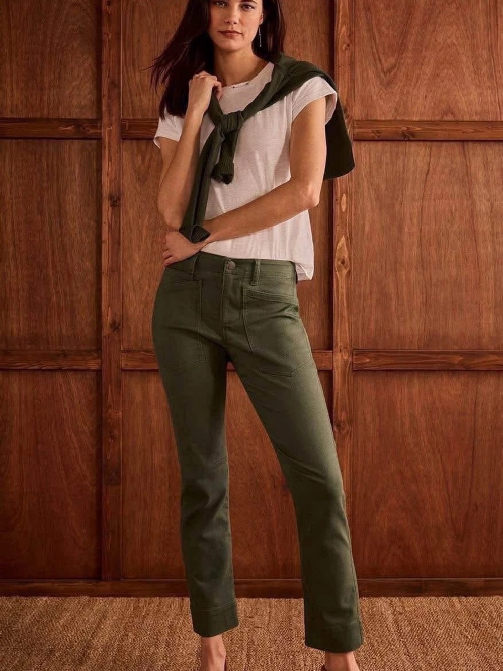 CAbi Olive Straight-Leg Jeans